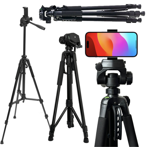 Alogy Statyw Fotograficzny Tripod Uniwersalny stojak do Kamer 1/4 uchwyt na telefon aparat 170cm Czarny