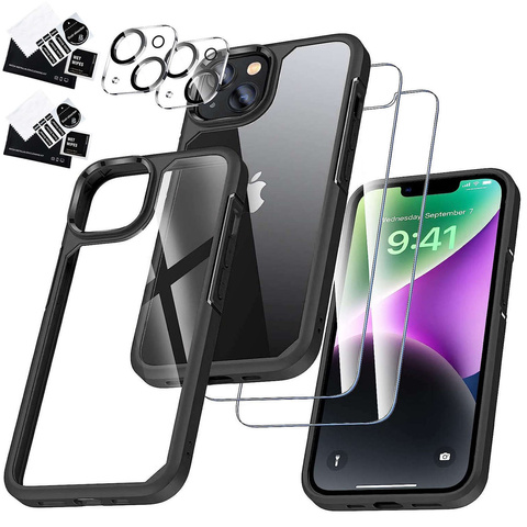  Alogy Hybrid Case Etui pancerne + 2x Szkło na ekran + 2x obiektyw do Apple iPhone 14 Plus Zestaw 5w1