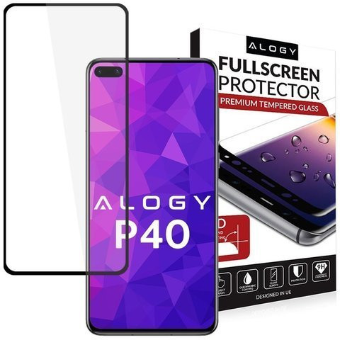 Szkło na telefon Alogy Full Glue do Huawei P40 Czarne 