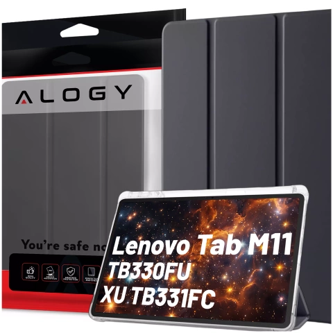 Etui do Lenovo Tab K11E / M11 10.95" TB330FU/TB330XU/TB331FC Smart Case Pencil z klapką obudowa Alogy Czarno-przezroczyste