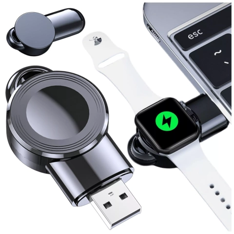 Mini ładowarka indukcyjna do ładowania Apple Watch USB Alogy High-end Chip Czarna