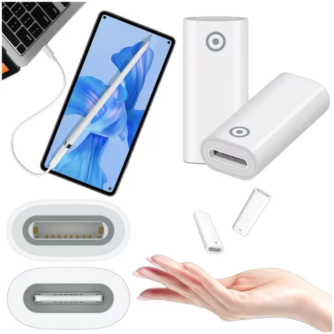 Adapter Alogy Pencil Charger do rysika USB-C Lightning do Apple Pen umożliwiający ładowanie kablem Biały