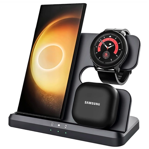 Ładowarka Bezprzewodowa Indukcyjna 3w1 Qi 3.0 Szybka do Samsung Galaxy 22 23 24 Ultra Watch Buds 