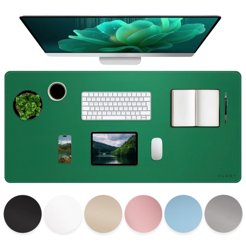 Podkładka na biurko 80×40 cm – antypoślizgowa mata ochronna z eleganckiej ekoskóry PU, pod mysz i klawiaturę, stylowa i trwała – Alogy WorkMat™ Zielona
