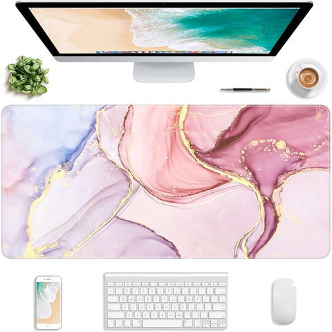 Mata na biurko antypoślizgowa podkładka pod mysz Alogy gamingowa xxl 88x40 Marble Pink Różowa