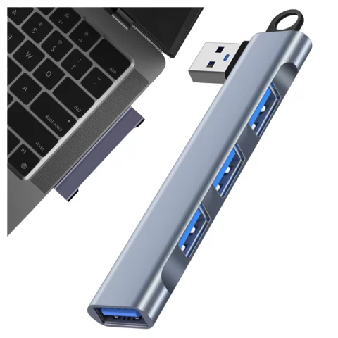 HUB rozdzielacz Alogy Adapter do komputera laptopa z USB-A do 3x USB-A 2.0 1x USB-A 3.0 Szary