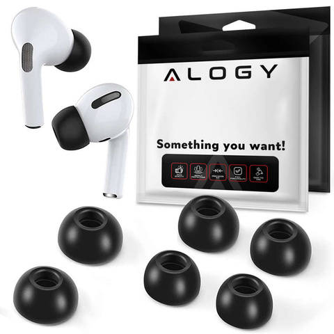 Alogy 6x Nakładki silikonowe zapamiętujące S M L do Apple AirPods Pro czarne