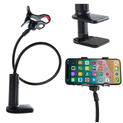 Alogy Uchwyt elastyczny z klipsem na biurko statyw giętki Holder uniwersalny na telefon / Czarny