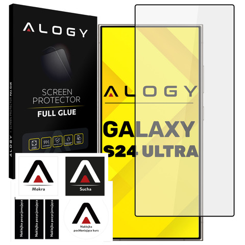 Alogy Szkło na ekran Full Glue case friendly do Samsung Galaxy S24 Ultra Czarne