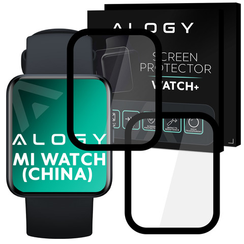 Alogy Full Glue 2x Elastyczne Szkło 3D do Xiaomi Mi Watch (wersja chiny) Black