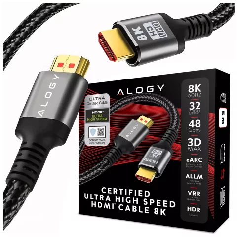 Alogy 8K Kabel HDMI 2.1 60Hz 48GBps 5m Czarny