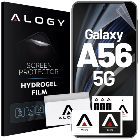 Folia hydrożelowa do Samsung Galaxy A56 5G – elastyczna ochrona ekranu, samoregeneracja, pełne dopasowanie i wysoka przejrzystość – Alogy Hydrogel Film™