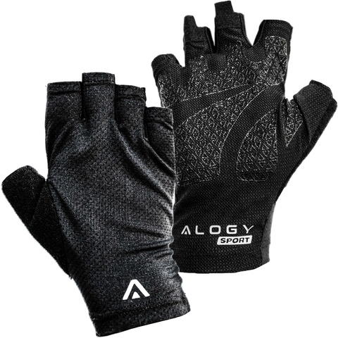 Alogy Rękawiczki rowerowe L krótkie bez palców męskie damskie Unisex sportowe na rower na MTB Gravel Kross Czarne