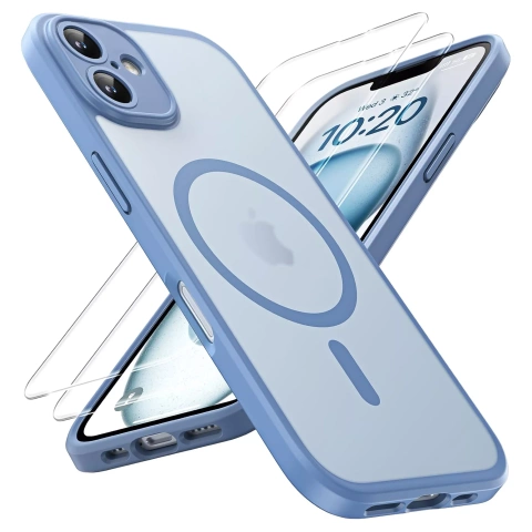 3w1 Zestaw Etui Hybrydowe + Szkło hartowane do Apple iPhone 16 obudowa ochronna Hybrydowe MagSafe z ochroną obiektywu case na telefon Alogy 3in1 Case Pack Sky Blue Niebieskie
