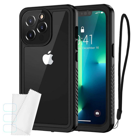 Alogy Etui wodoodporne do Apple iPhone 13 Pro Max 360 Pancerne Armor IP68 ze smyczką Czarne