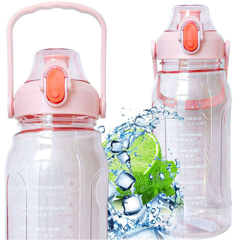 Alogy Butelka ze słomką Time Marker Water Bottle with Straw with Handle 1500ml