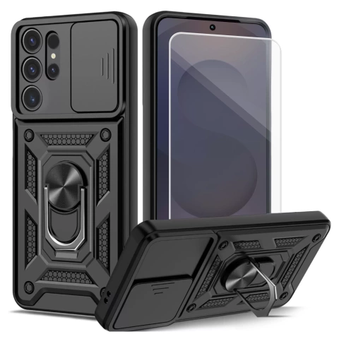 Etui do Samsung Galaxy S25 Ultra pancerne Slide Case Ring obudowa ochrona aparatu Camshield Alogy czarne