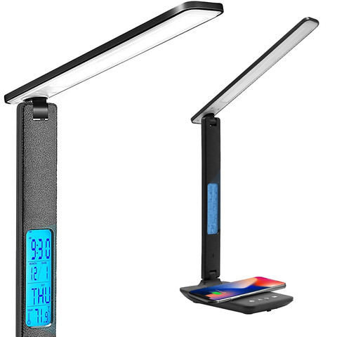 Alogy Lampa biurkowa LED ładowarka indukcyjna Qi 10W z wyświetlaczem Czarna