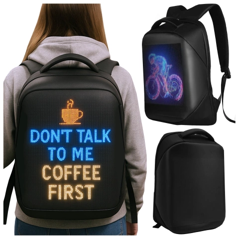 Plecak z oświetleniem LED RGB Alogy PixelBag™ Piksele bluetooth led telefon komórkowy sterowana aplikacją pixel Czarny