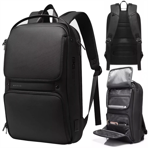 Plecak wodoodporny Bange torba na laptopa 14" akcesoria podróżny 48x30x12.5 cm do pracy szkoły samolotu męski damski z gniazdem USB Czarny