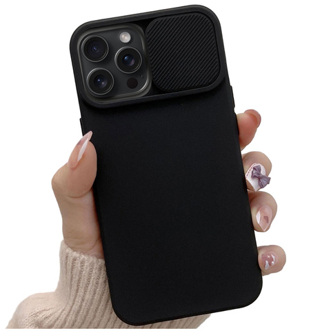 Alogy Camshield Soft Matt Etui ochronne do Apple iPhone 15 Pro Max obudowa z osłoną na obiektyw aparat Slide Czarne