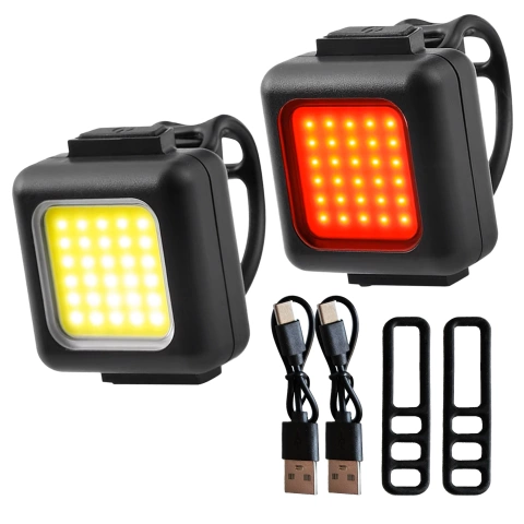 Lampka rowerowa na rower przednia tylna zestaw 2 lampek przód + tył COB USB Alogy Bike Light