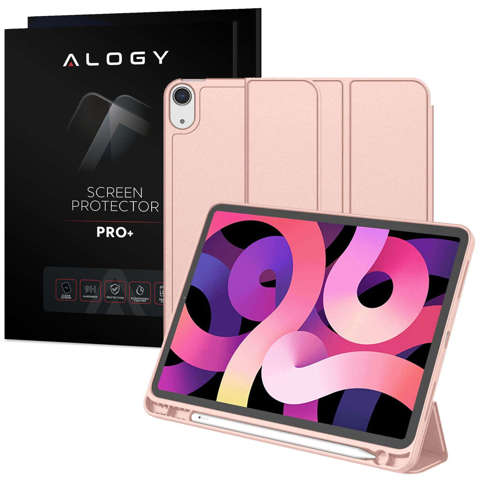 Alogy Etui na tablet Book Cover Pencil Case obudowa z miejscem na rysik do Apple iPad Air 4 2020 / 5 2022 Różowe