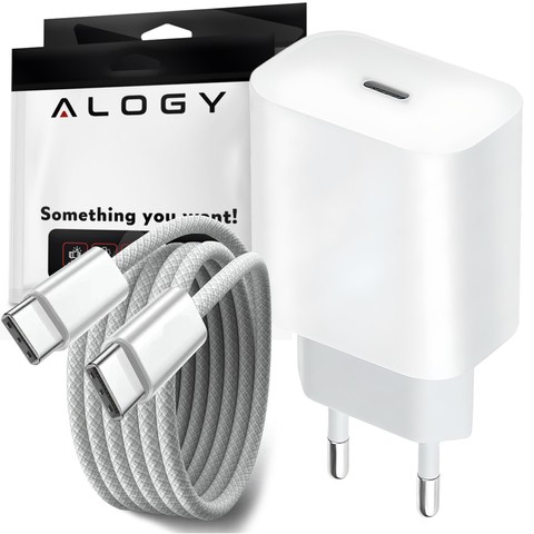 Ładowarka sieciowa szybka 30W USB-C USB typ C GaN PD do iPhone kostka Alogy Biała