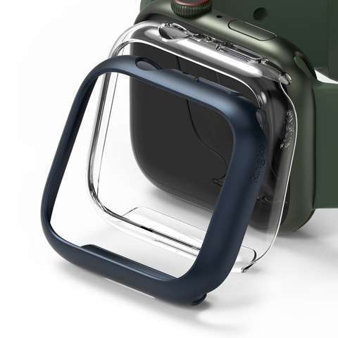 2x Nakładka Ringke Slim do Apple Watch 7 45mm Clear & Metallic Blue