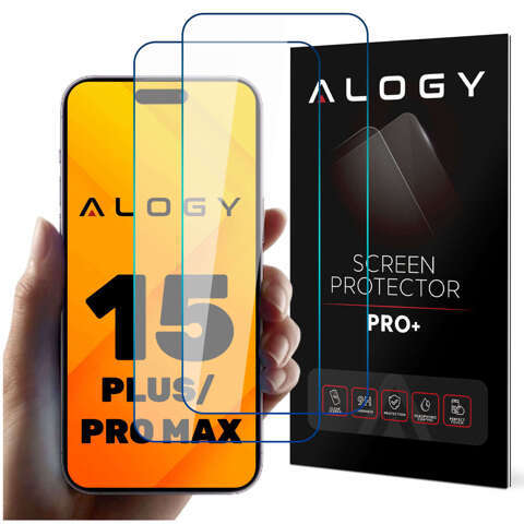 2x Szkło hartowane 9H do iPhone 15 Plus / 15 Pro Max / 16 Plus na ekran Alogy Screen Protector PRO+