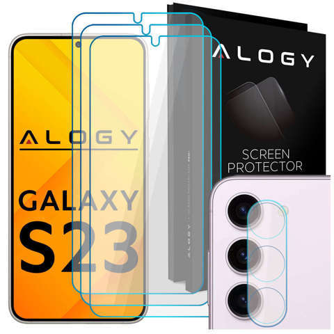 3x Szkło hartowane na ekran 9h + Szkło na obiektyw  Alogy Glass Pack do Samsung Galaxy S23