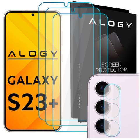3x Szkło hartowane na ekran 9h + Szkło na obiektyw  Alogy Glass Pack do Samsung Galaxy S23+ Plus 