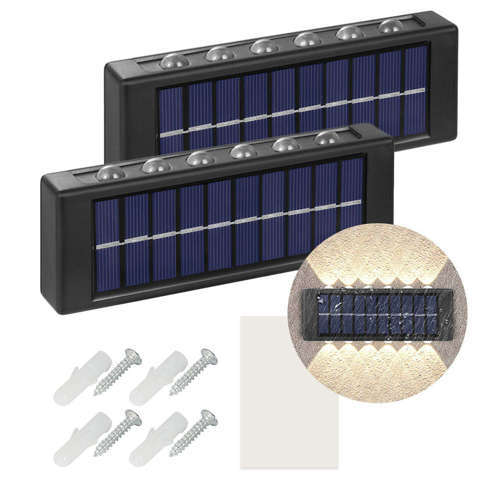 Alogy 2-Pack Lampa solarna 12 LED słoneczna Solar Lamp zewnętrzna elewacyjna z czujnikiem zmierzchu