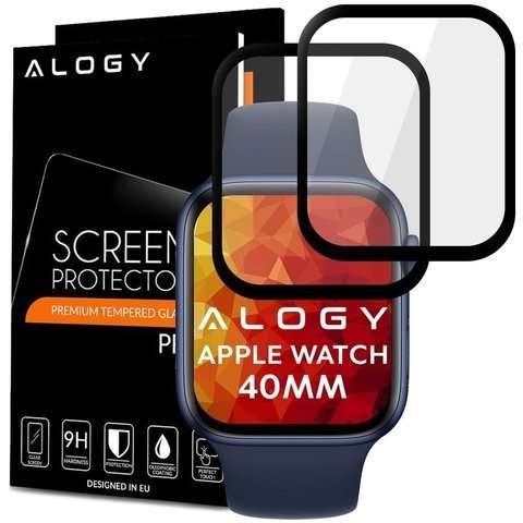 Alogy 2x Szkło na smartwatch elastyczne 3D do Apple Watch 4/5/6/SE 40mm Black