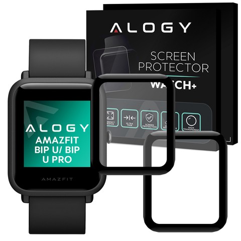 Alogy 2x Szkło na smartwatch elastyczne 3D do Xiaomi Amazfit Bip U/ Bip U Pro Black