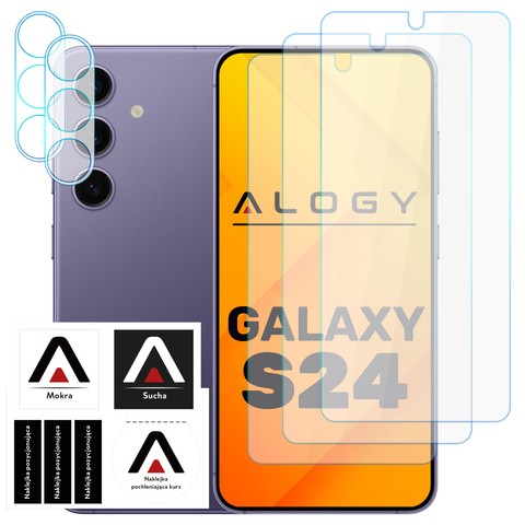 Alogy 3x Szkło hartowane do Galaxy S24 na ekran + 2x szkło na obiektyw Screen Protector Pro+ 9H