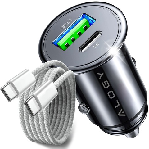 Alogy Car Ładowarka samochodowa USB QC 3.0 18W + USB C PD 30W szybka mocna do telefonu czarna