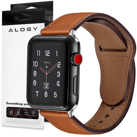 Alogy Elegancki pasek skórzany Leather Strap Band do Apple Watch 4/5/6/7/8/SE/ULTRA (42/44/45/49mm) Brown