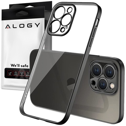 Alogy Etui ochronne TPU Luxury Case z osłonką na aparat do Apple iPhone 12 Pro czarno-przezroczyste