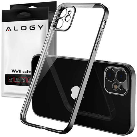 Alogy Etui ochronne TPU Luxury Case z osłonką na aparat do Apple iPhone 12 czarno-przezroczyste