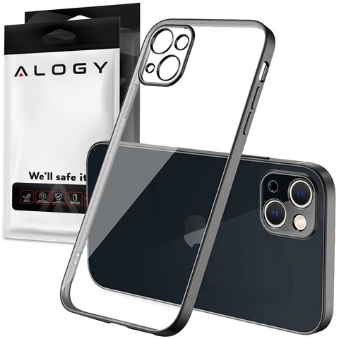 Alogy Etui ochronne TPU Luxury Case z osłonką na aparat do Apple iPhone 13 czarno-przezroczyste