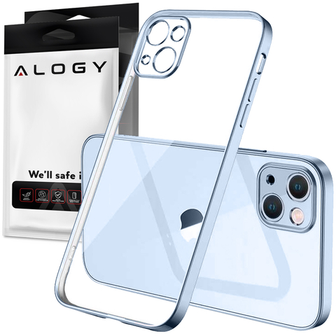 Alogy Etui ochronne TPU Luxury Case z osłonką na aparat do Apple iPhone 13 niebiesko-przezroczyste