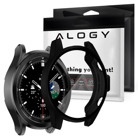 Alogy Etui silikonowe do smartwatcha  z folią ochronną do Huawei Watch GT 2 46mm Czarne