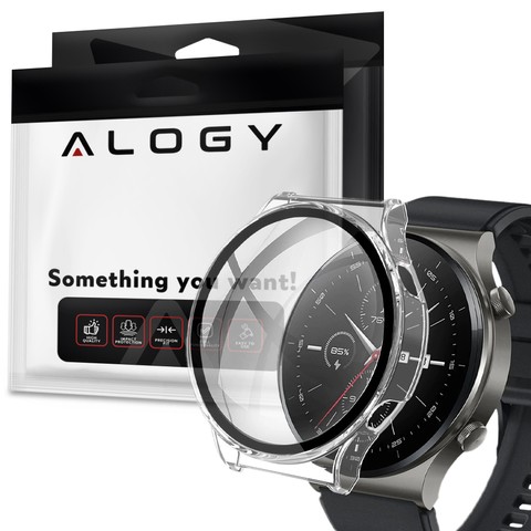 Alogy Etui silikonowe do smartwatcha z folią ochronną na ekran do Huawei Watch GT 2 Pro Przezroczyste