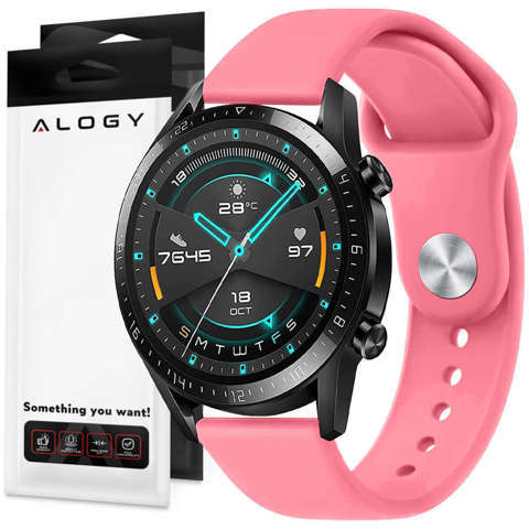 Alogy Gumowy Uniwersalny pasek sportowy Strap do smartwatcha 20mm Pink Sand
