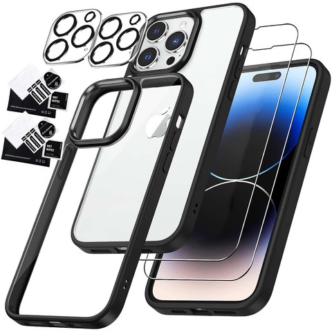 Alogy Hybrid Case Etui pancerne + 2x Szkło na ekran + 2x obiektyw do Apple iPhone 14 Pro Zestaw 5w1