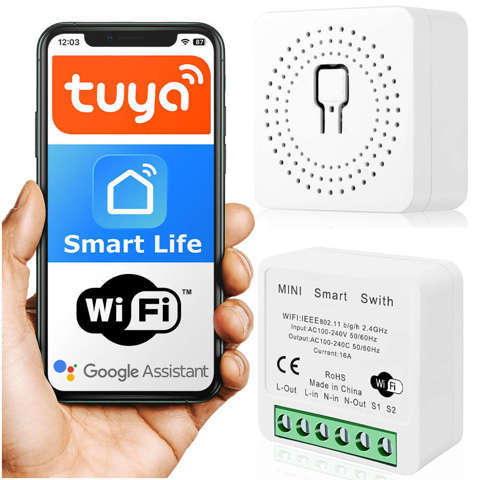 Alogy Inteligentny przełącznik WiFi mini dopuszkowy włącznik inteligentny dom Tuya Smart Life 16A biały