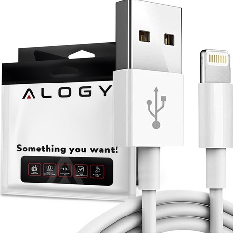 Alogy Kabel przewód 2m Fast Charge Cable USB do Lightning do ładowania 20W biały 