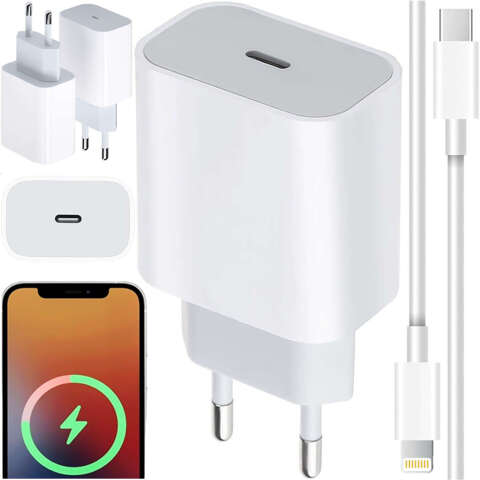 Alogy Ładowarka sieciowa szybka USB-C PD 20W + Kabel Lightning do iPhone 1m Biały