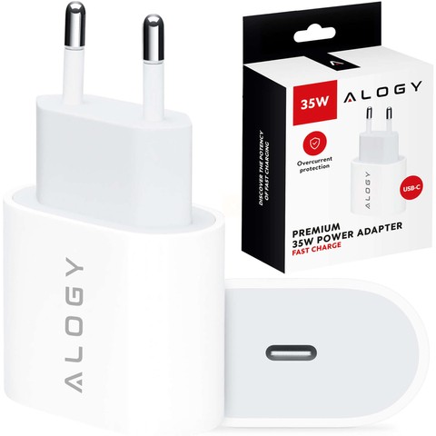 Alogy Ładowarka sieciowa szybka mocna 35W USB-C USB typ C PD GaN do iPhone Biała